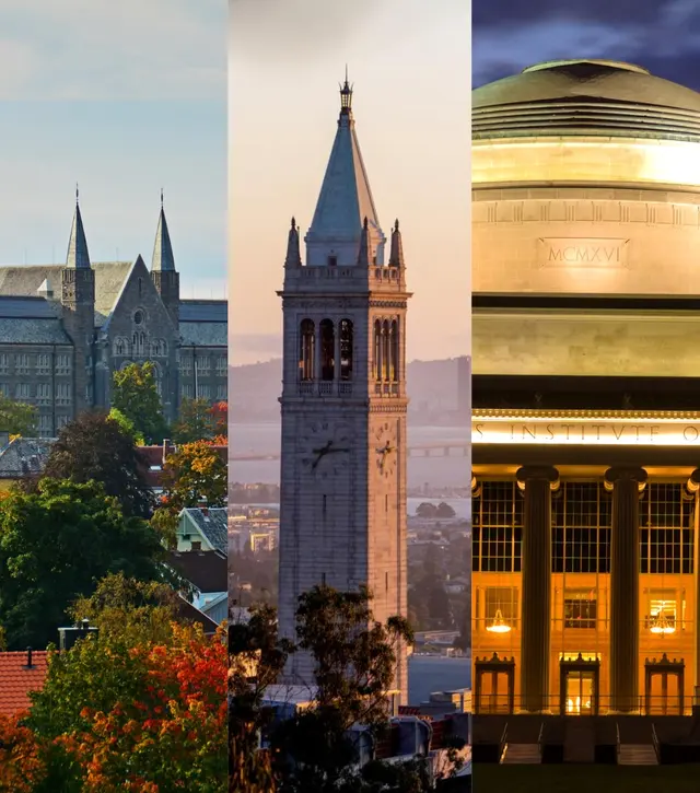 Three universities side by side: NTNU in Trondheim, UC Berkeley, and MIT.
