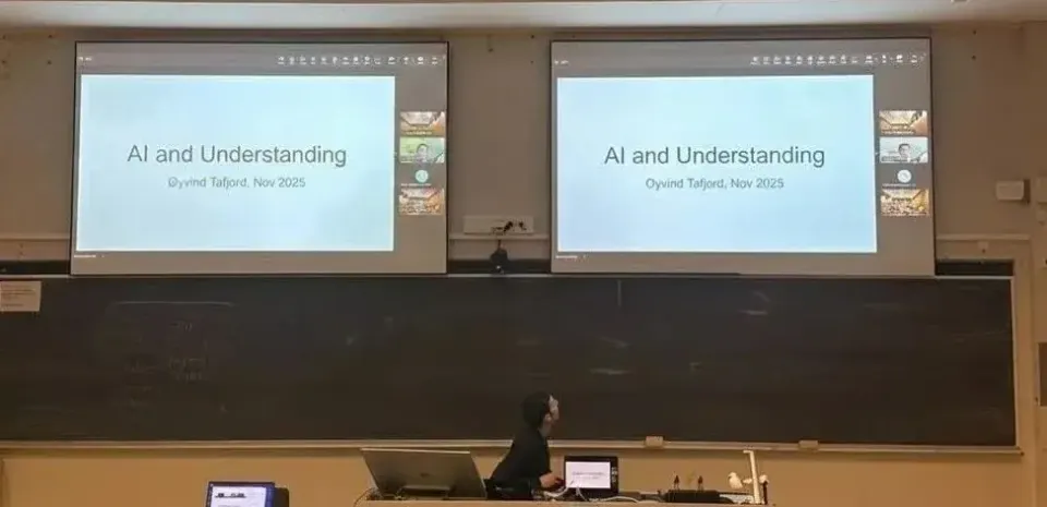 Øyvind Tafjord delivering his 'AI and Understanding' talk at ReLU, November 2025