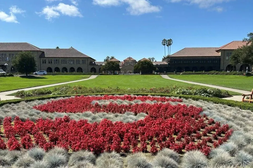 Stanford's Main Quad on a sunny afternoon